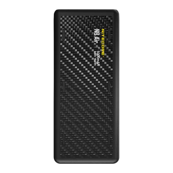 Nitecore NB Air: a slim black power bank with a carbon-fibre texture.